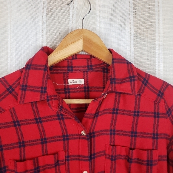 Hollister Plaid Flannel Red Size Extra Small - Picture 3 of 7